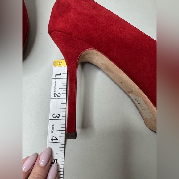 Saint Laurent Red/Coral Suede Tribtoo Platform Pumps – Size 39 - Picture 14 of 17